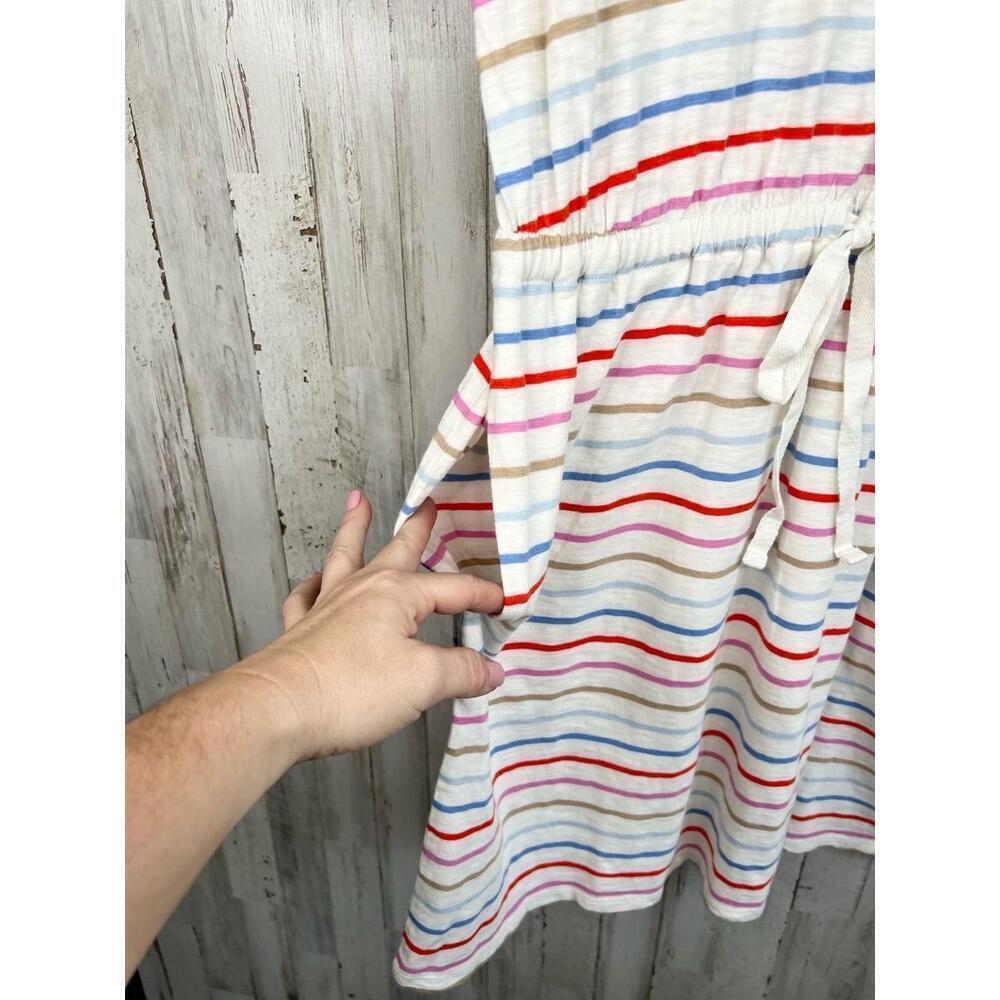Caslon Striped Shirt Dress Short Sleeve Drawstring Casual Size S with Pockets - Picture 5 of 12